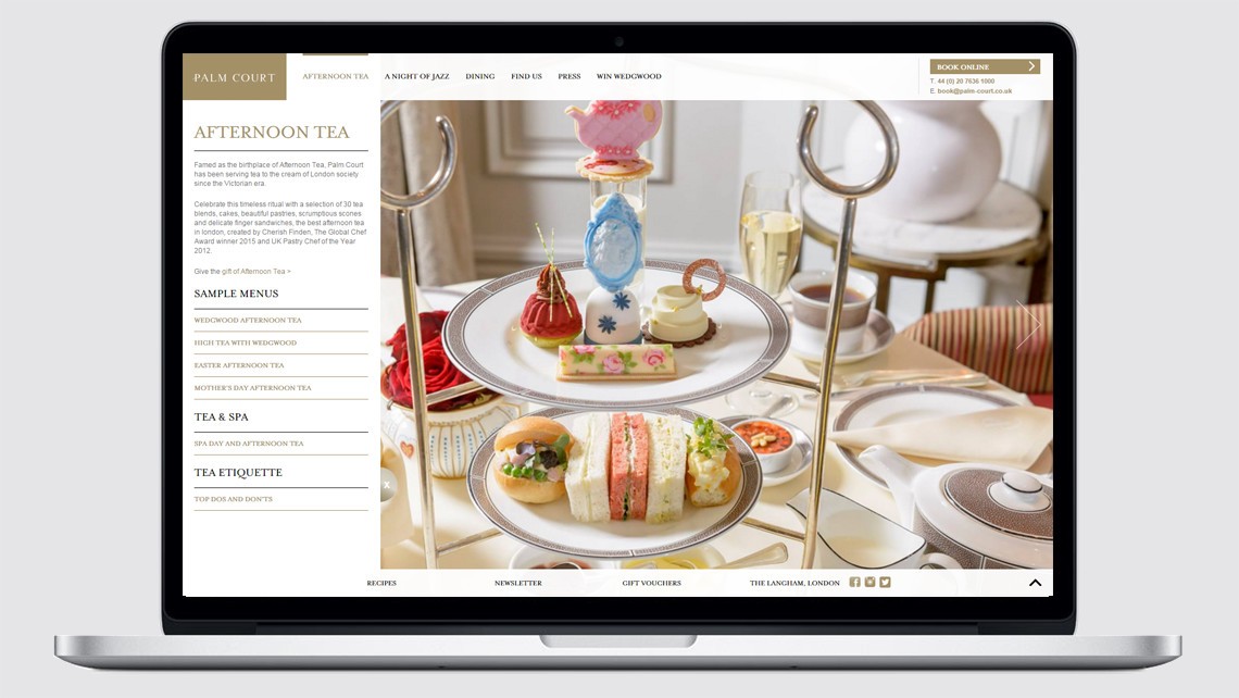 Palm Court afternoon tea website design