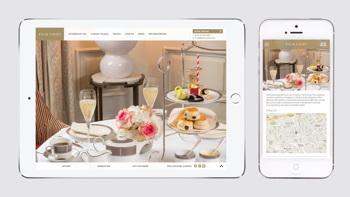 Palm Court website design tablet and mobile